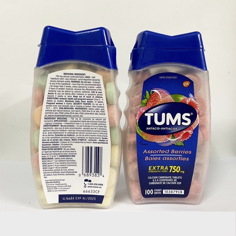 Kẹo nhai hỗ trợ tiêu hóa Tums Extra Strength 100 viên