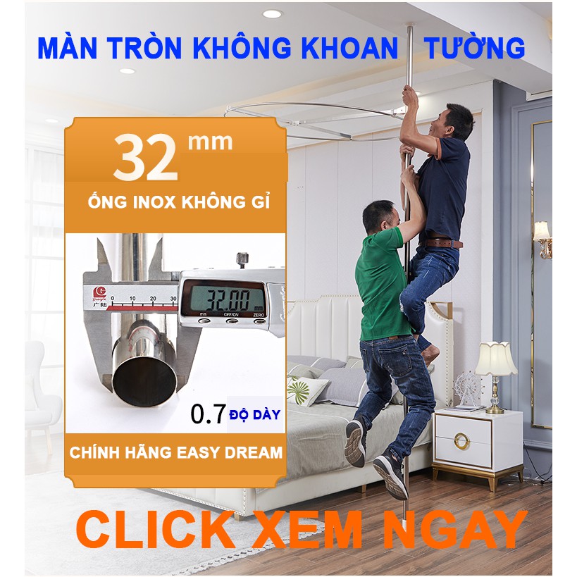 Màn khung tròn đa năng không khoan tường- mùng  màn ngủ đa năng chính hãng EASY DREAM decor trang trí khách sạn resort