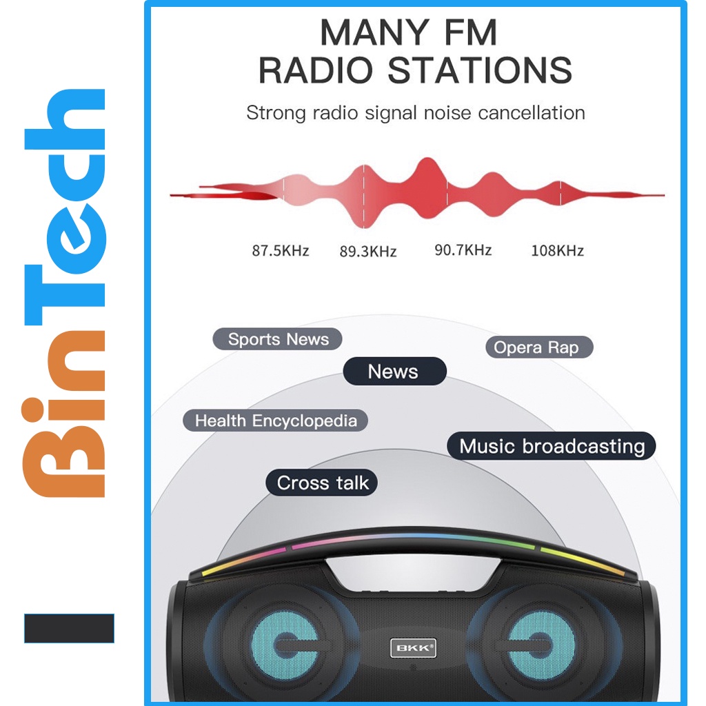 [Mã ELHACE giảm 4% đơn 300K] Loa bluetooth karaoke có mic BKK100 cao cấp, giá rẻ,công nghệ blutooth 5.0 BINTECH