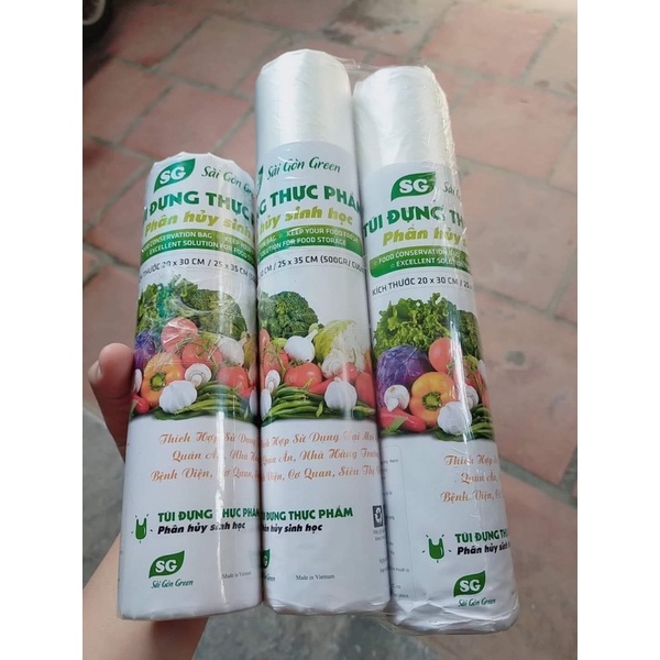 Sét 3 Cuộn Túi Đựng Thực Phẩm Tự Huỷ Sinh Học