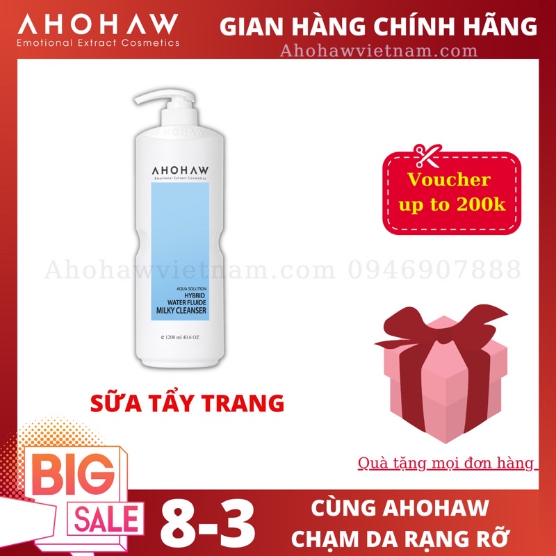 Sữa rửa mặt tẩy trang AHOHAW HYBRID WATER MILKY CLEANSER - Chính hãng Hàn Quốc