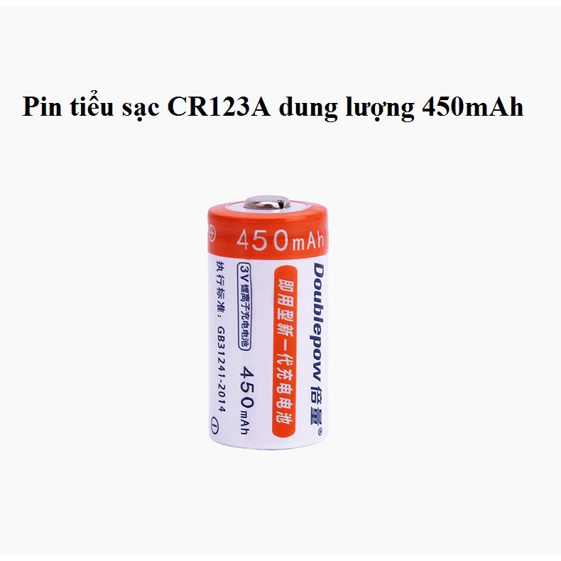 [RẺ VÔ ĐỊCH] Bộ 2 Pin sạc CR123A Doublepow 450mAh