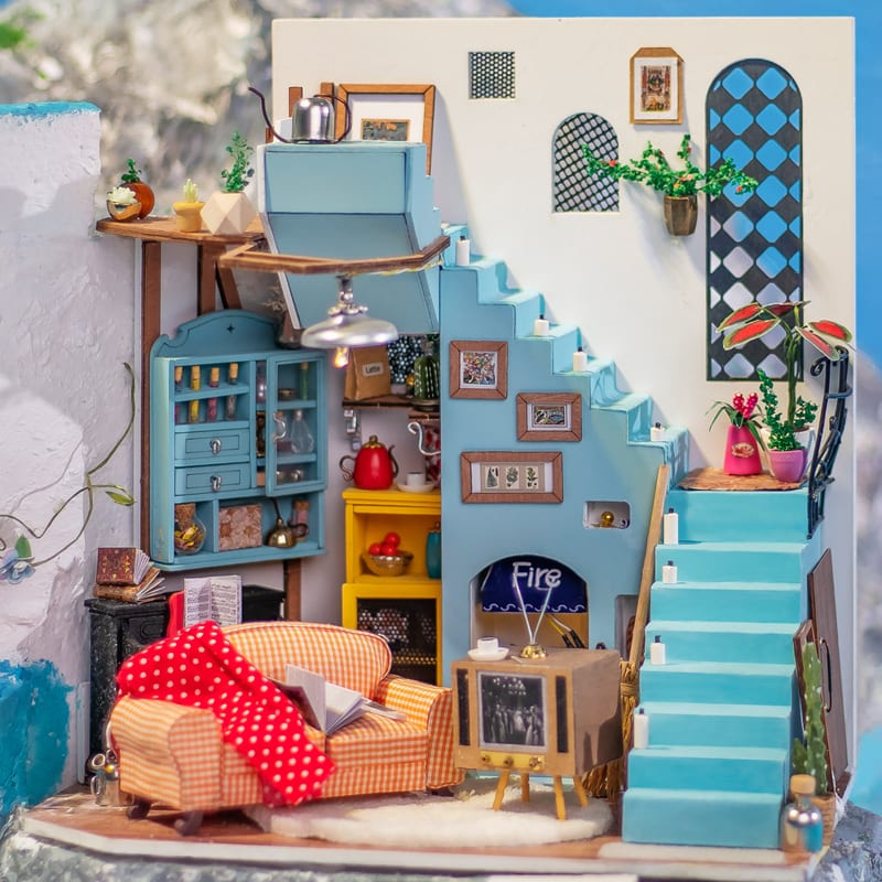 Mô Hình Gỗ 3D Lắp Ráp ROBOTIME DIY Dollhouse Nhà Tí Hon Joy's Peninsula Living Room DG141 [chưa ráp]