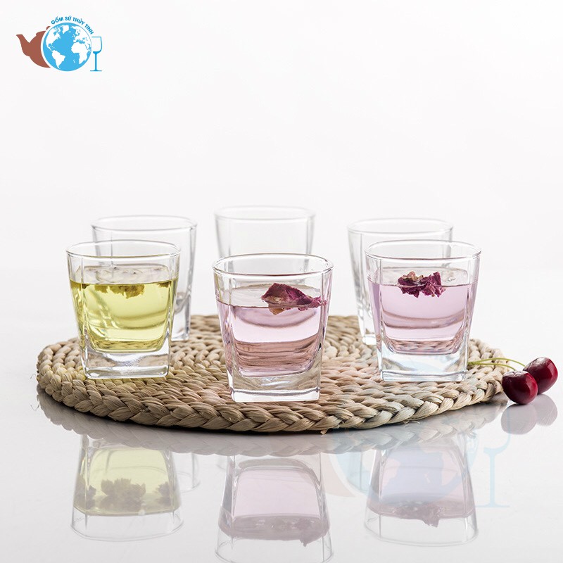 Bộ 6 ly thủy tinh 4 góc vuông DELI Y5401 dung tích 175ml uống rượu lạnh,trà đá-hàng cao cấp