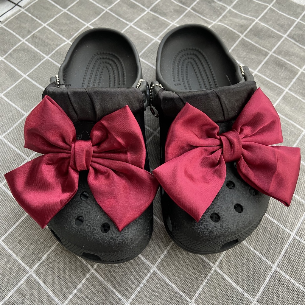 crocs sticker Set 2 Phụ Kiện Nút Giày Thời Trang#Nơ Satinshoes sticker Accessories Stickers Sandals Shoe Decoration