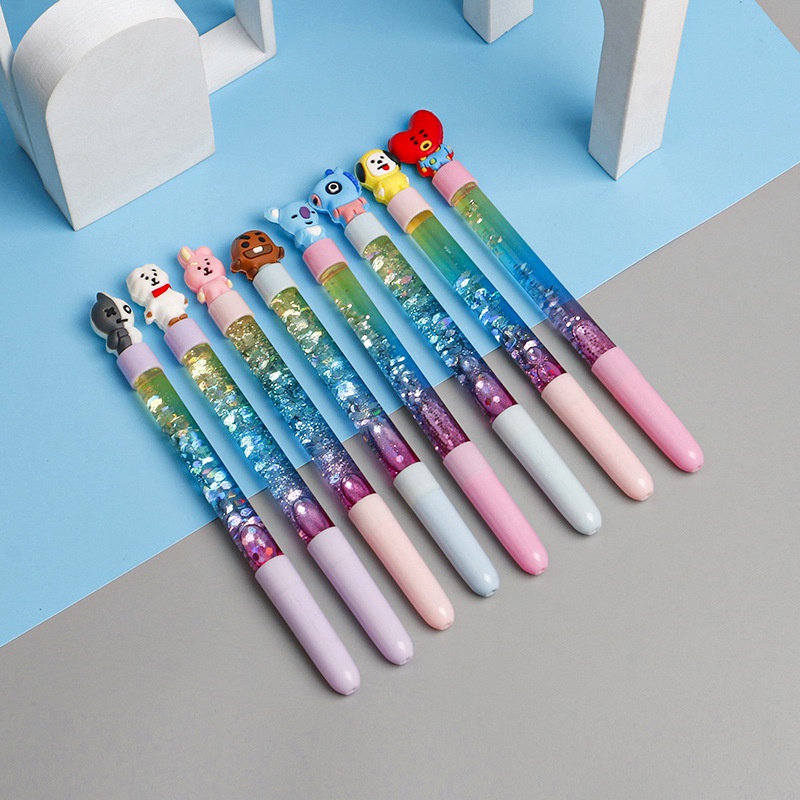 Bút gel Mực Đen Ngòi 0.5mm Hình BTS Hoạt Hình