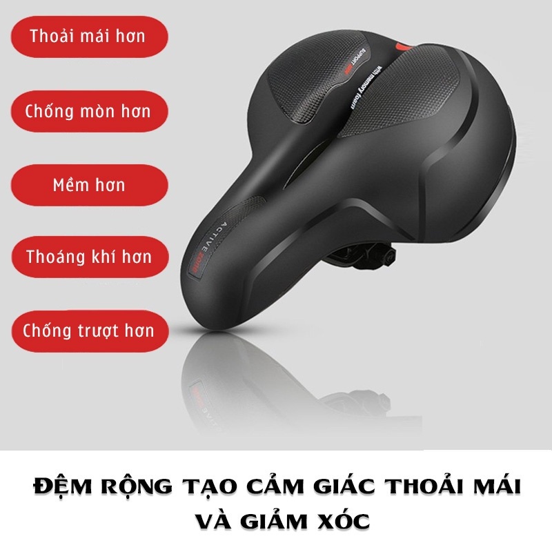 Yên xe đạp thể thao Active Cực Êm Thoáng Khí Tặng Kèm Khoá Xe Đạp