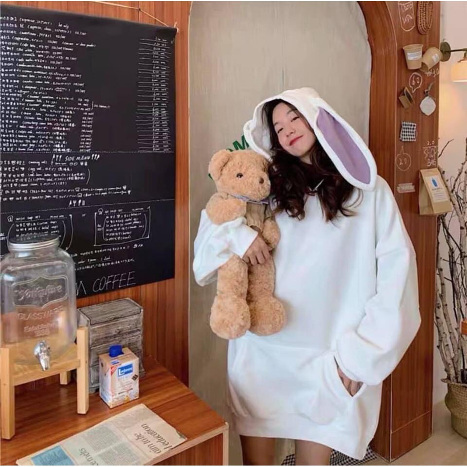 [ Mã FAMAYWA2 giảm 10K đơn 50K] Áo khoác hoodie nỉ tai thỏ form rộng nhiều màu xinh xắn AK05 | BigBuy360 - bigbuy360.vn