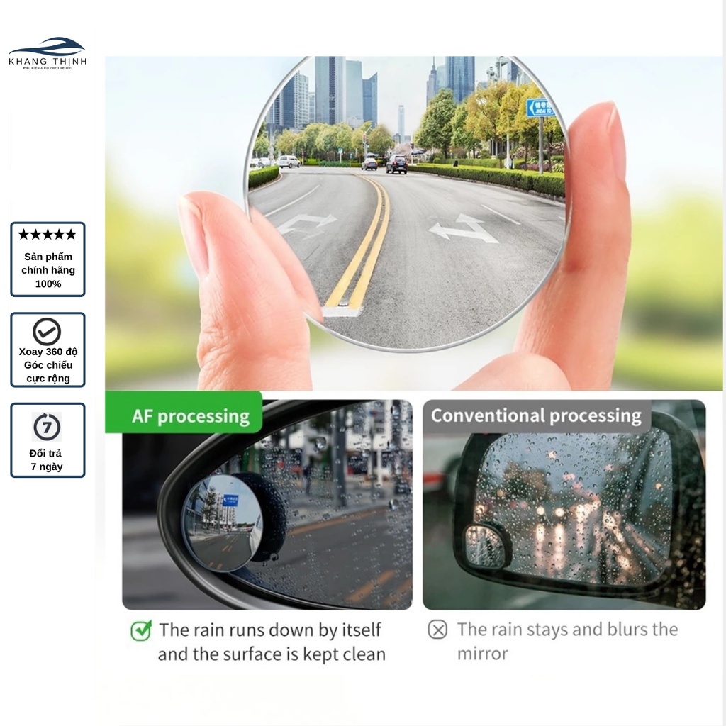 Gương cầu lồi 3M góc rộng xoá điểm mù cho ô tô, xe hơi xoay 360 độ Khang Thịnh