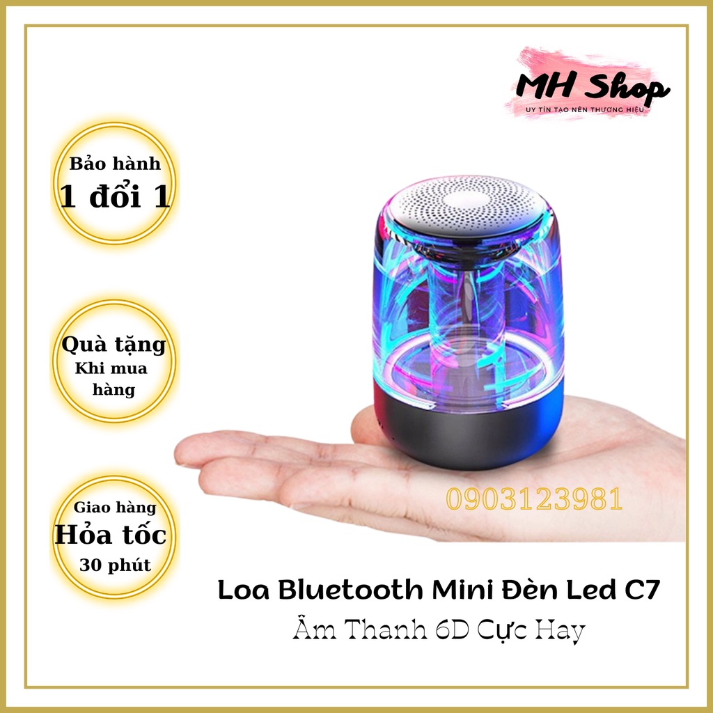 LOA BLUETOOTH MINI LED 7 MÀU TRONG SUỐT YAYUSI C7, ÂM HAY BASS CỰC ĐỈNH