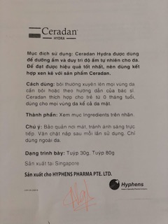 Kem dưỡng ẩm cho da Ceradan Hydra 80g
