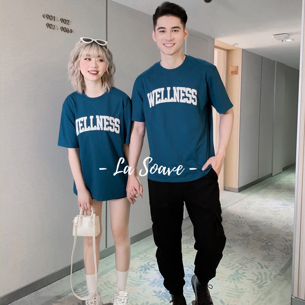 Áo thun xanh nam nữ Unisex in chữ đơn giản dáng Ulzzang form rộng dành cho các cặp đôi, nhóm - tình yêu nồng cháy