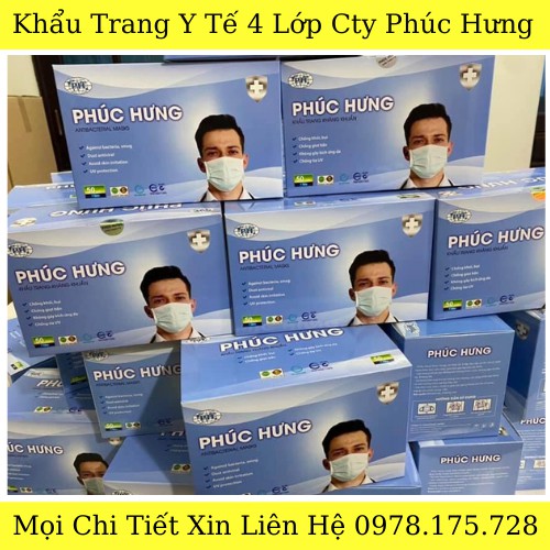 Khẩu Trang Y Tế 4 Lớp Kháng Khuẩn Hàng Công Ty Phúc Hưng Chứng Nhận ISO