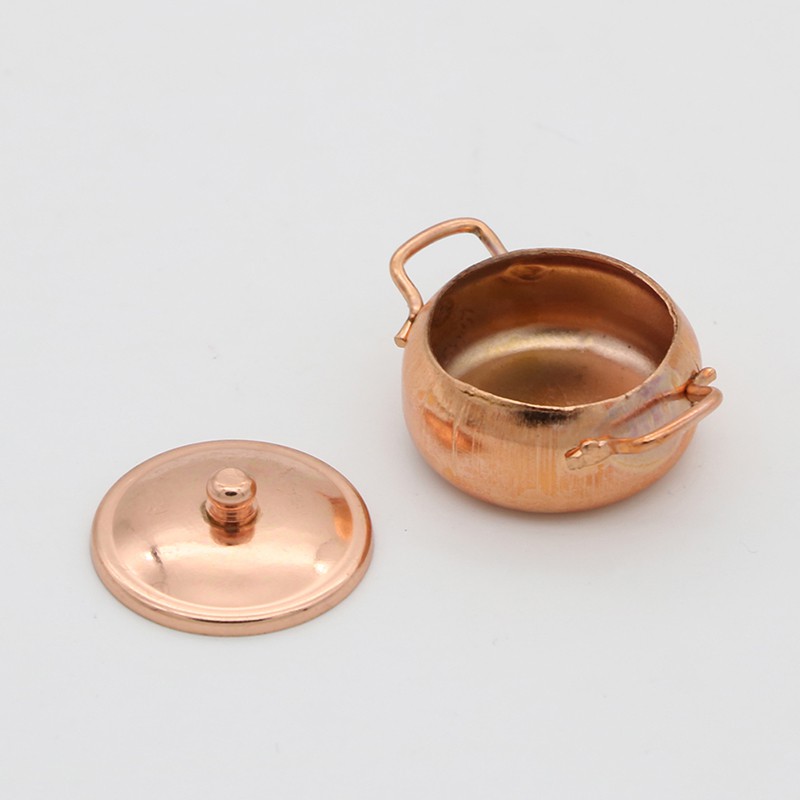 [superhomestore]1:12 Dollhouse miniature bronze frying pan pot kettle cooking kit