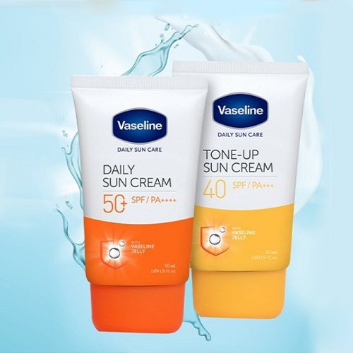 Kem Chống Nắng Vaseline Tone-Up Sun Cream SPF40 PA+++ 50ml & Vaseline Daily Sun Cream SPF50 PA++++ 50ml - Skinfa.