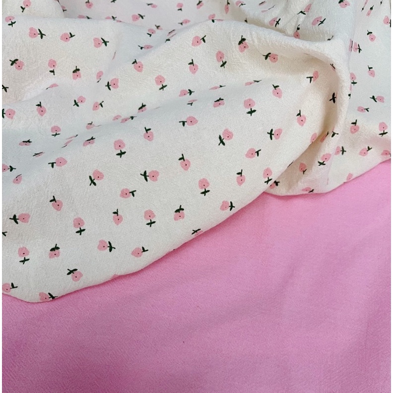 vải thô đũi cara hoa lê vàng nền be hot hit may váy,bộ,rèm cửa,đồ handmade
