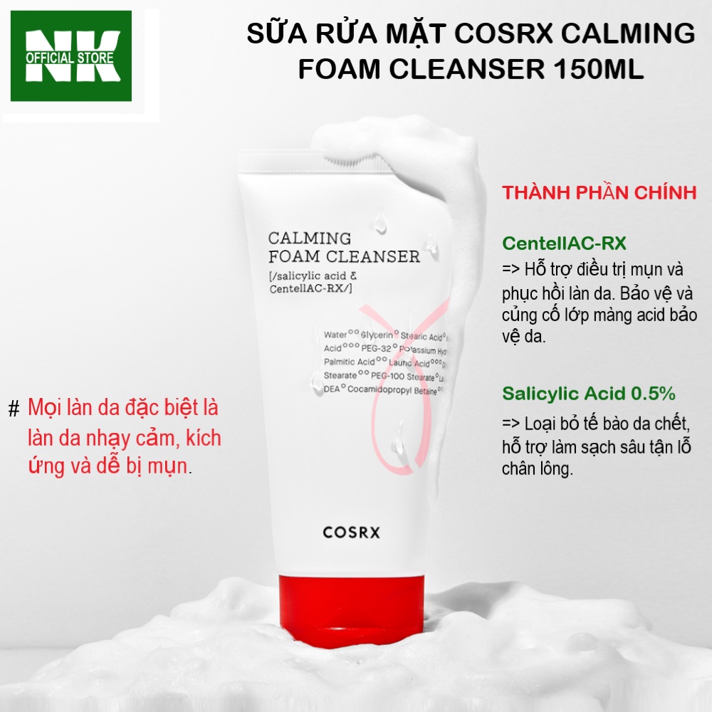 Sữa rửa mặt COSRX Calming Foam Cleanser 150ml Chính Hãng - Da Nhạy Cảm