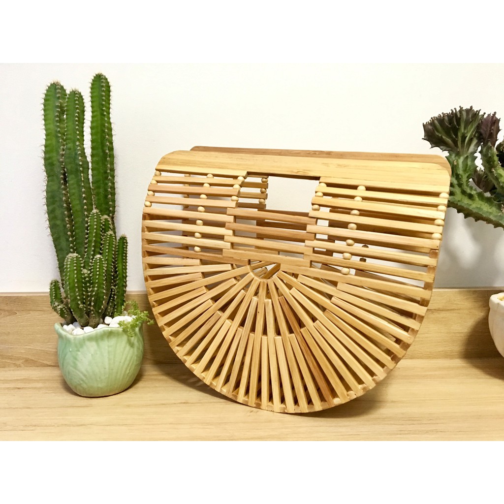 Túi xách tre - bán nguyệt (D=26cm)