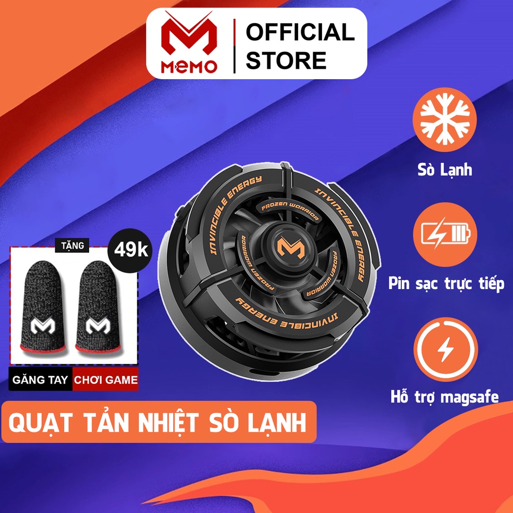Quạt tản nhiệt điện thoại sò lạnh MEMO CX02 nam châm từ tính hỗ trợ sạc không dây magsafe đèn led RGB gaming cho tablet