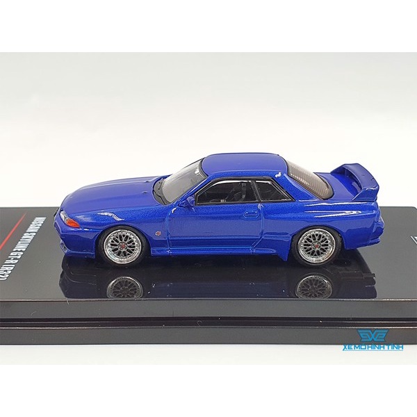 Xe Mô Hình Nissan Skyline GT-R (R32) With Extra Wheels And Extra Decals 1:64 Inno Model ( Xanh Dương )