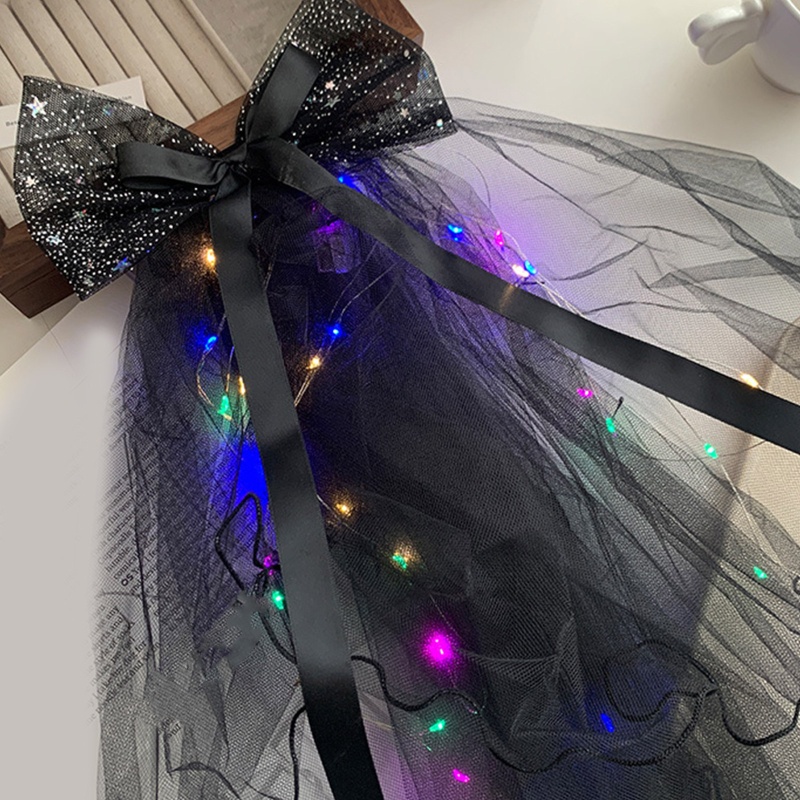 Kẹp Tóc Nơ Lưới Màu Đen Đính Mạng Che Mặt Cho Cô Dâu