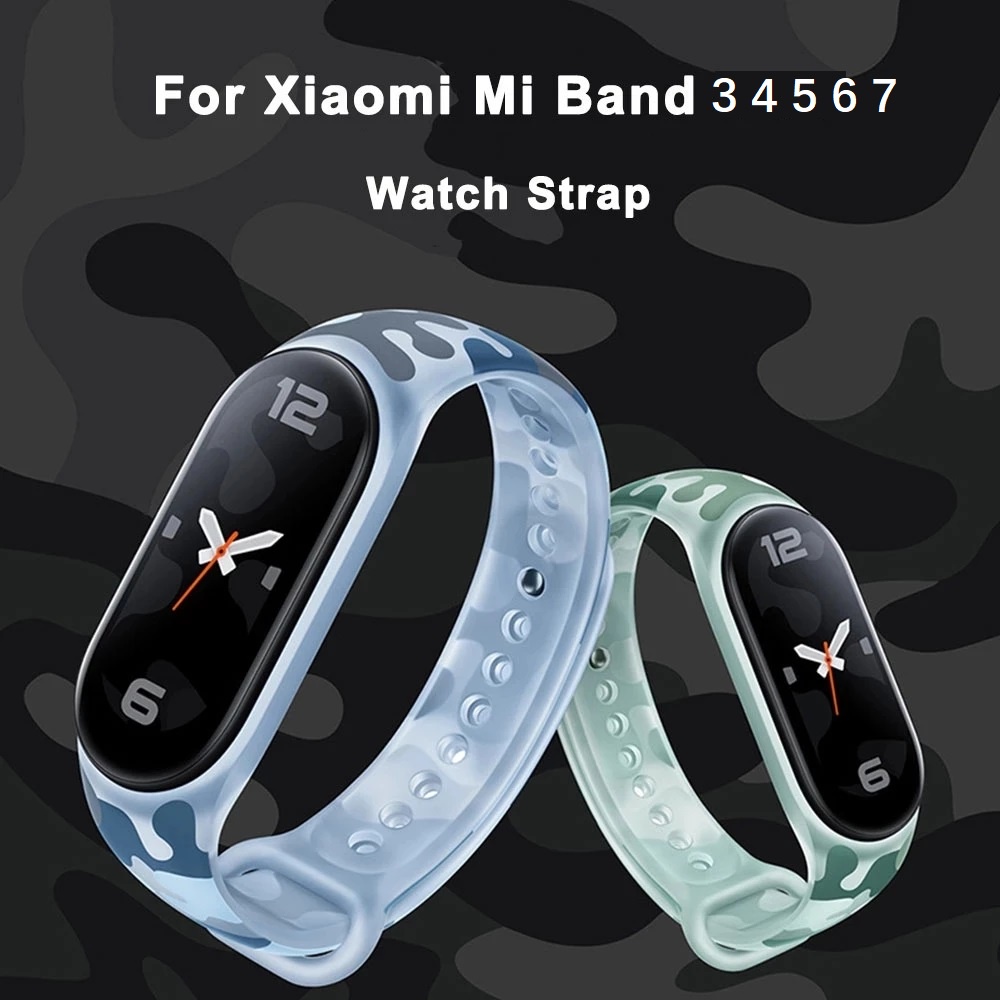 Dây Đeo Silicon Mềm Họa Tiết Rằn Ri Nhiều Màu Cho Đồng Hồ Thông Minh Xiaomi Miband Mi Band 3 4 5 6 7
