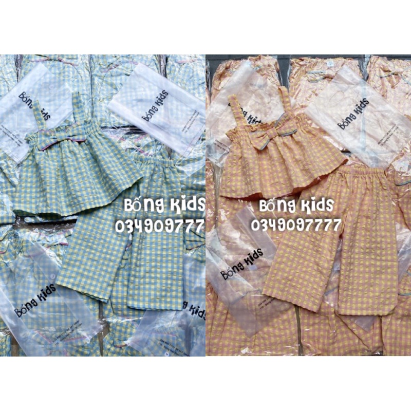 Bộ Lửng Bé Gái Đính Nơ Kẻ Ô MLS