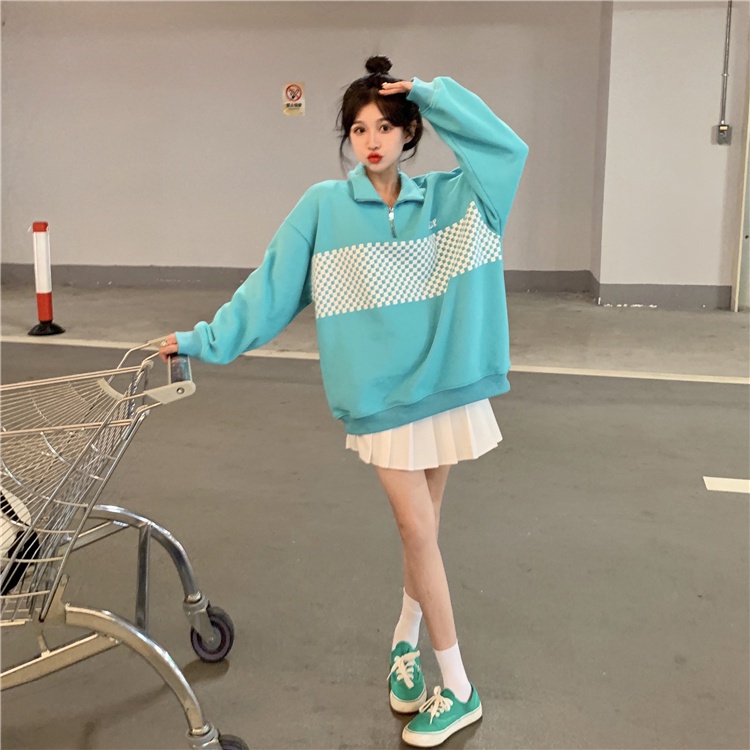 Áo khoác tay dài dáng rộng có khóa kéo 4 màu thời trang phong cách Hàn Quốc cho nữ | BigBuy360 - bigbuy360.vn