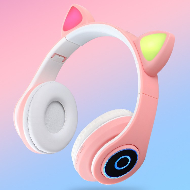 Tai nghe chụp tai Bluetooth B39 Phiên bản tai mèo siêu cute - Tích hợp đèn LED rực rỡ