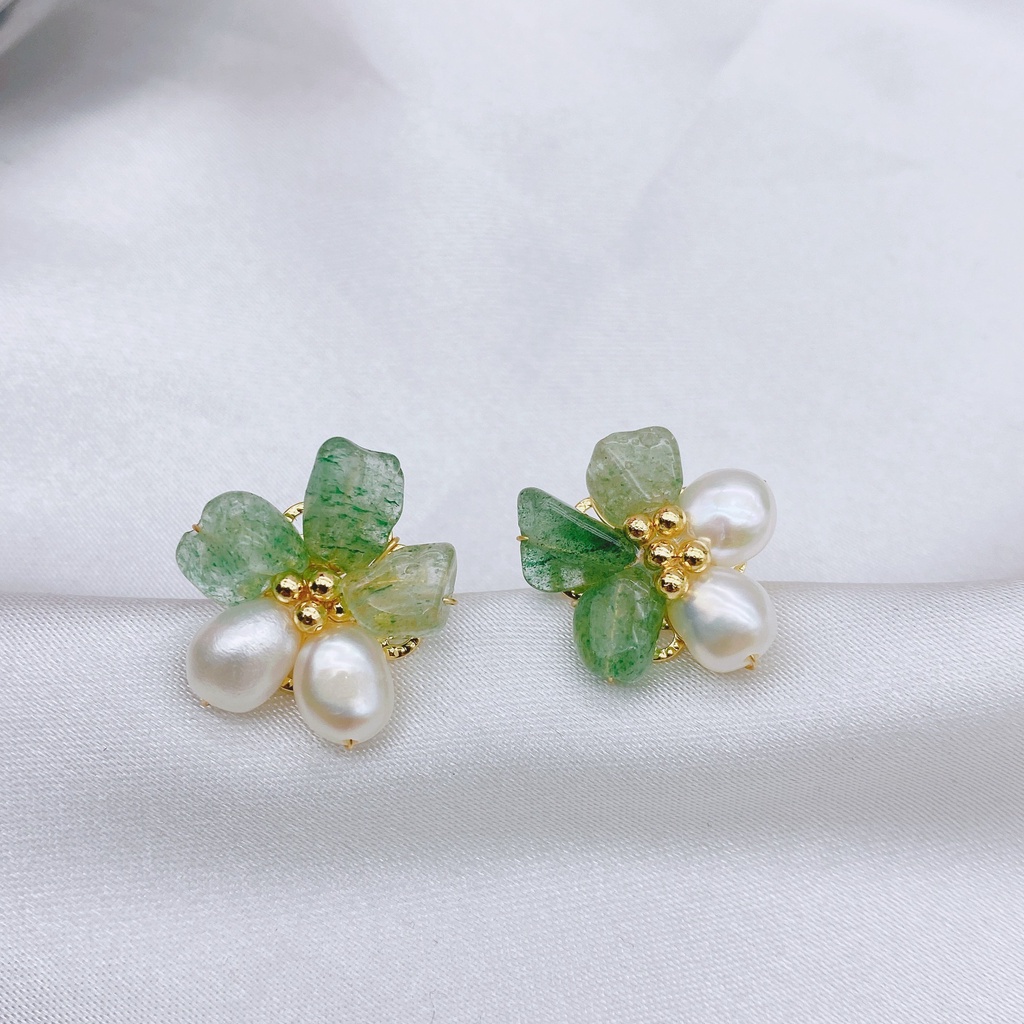 Bông Tai Mạ Bạc 925 Đính Ngọc Trai Tự Nhiên Phong Cách Baroque