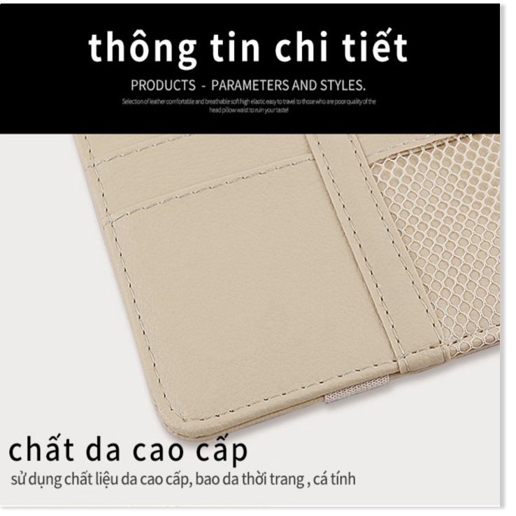 [Mã LIFEAUMAY giảm 10% tối đa 30k đơn 150k] Túi da đựng đồ treo tấm che nắng kính lái POCKET CARD cao cấp