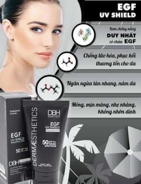 [𝐌𝐚𝐝𝐞 𝐢𝐧 𝐔𝐒𝐀] KEM CHỐNG NẮNG DERMAESTHETICS DBH SPF 50+/PA+++ EGF UV SHIELD 60ml | BigBuy360 - bigbuy360.vn