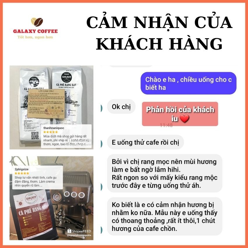 Cà Phê Moka Cafe Nguyên Chất Pha Phin Pha Máy Cafe moka Cold brew caphe Gu Nhẹ Chua Nhẹ Galaxy Coffee MO01Q, 2Gói 500g