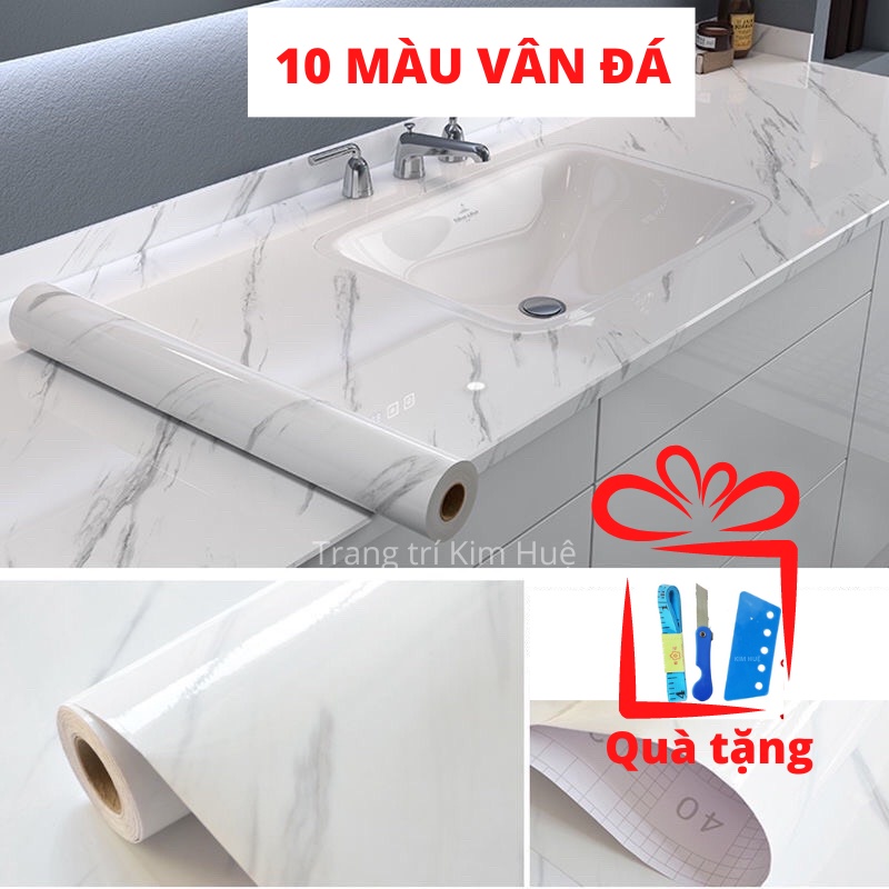 Decal dán bếp giấy dán tường giả vân đá chống dầu mỡ chịu nhiệt, decan dán tủ lạnh bàn học dễ lau chùi Kim Huệ