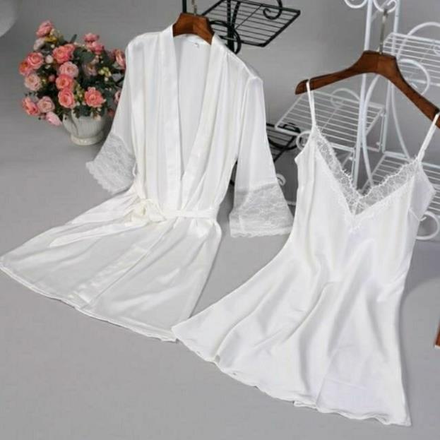 Set đầm ngủ satin lụa cao cấp KJO