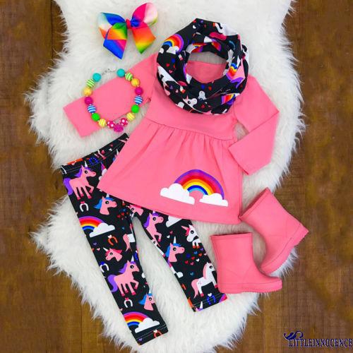 ❤XZQ-Christmas Kids Newborn Baby Girls Outfits Set Clothes Top T shirt Pant Leggings