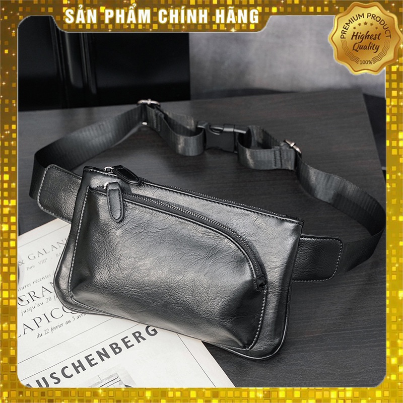 [FREE SHIP] Túi Da Đeo Ngực Nam thời trang đeo lưng M01, Túi đeo ngực phong cách Hàn Quốc màu đen quý phái | BigBuy360 - bigbuy360.vn