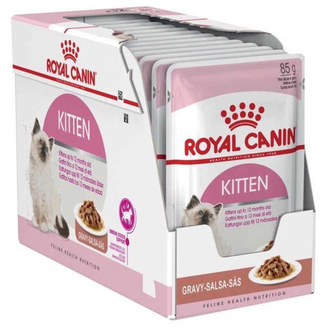 HẠT ƯỚT PATE CHO MÈO CON DƯỚI 1 TUỔI HỘP 12 GÓI - ROYAL CANNIN KITTEN GRAVY