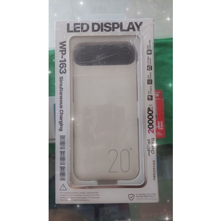 sạc dự phòng WP_163 . 20.000mAh . chính hãng Wk có màn led hiển thị pin