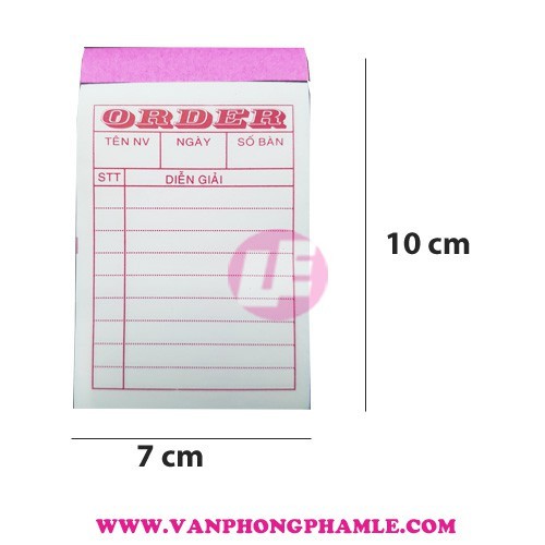 Sổ order có chữ 7 cm x 10 cm 2 liên