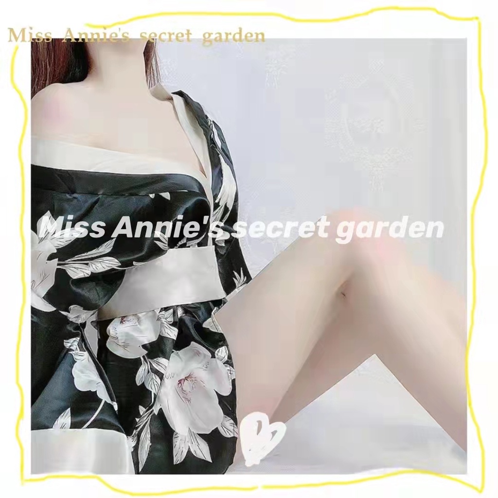 🎁Đồ ngủ sexy🎁Kimono Áo choàng ngủ lụa satin cao cấ+Quần lót Freesize 40-65kg (Không có tất)---020 | BigBuy360 - bigbuy360.vn