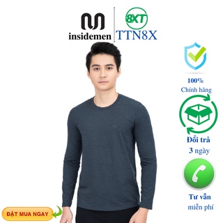 Áo thun dài tay, áo thu đông cổ tròn nam⚡INSIDEMEN⚡ màu trắng,mềm mại, dễ chịu, thoáng mát, thấm hút mồ hôi-ILTR01