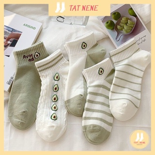 Tất cổ ngắn nữ phong cách Hàn Quốc dễ thương, set 5 đôi vớ nữ quả bơ_shoptatnene