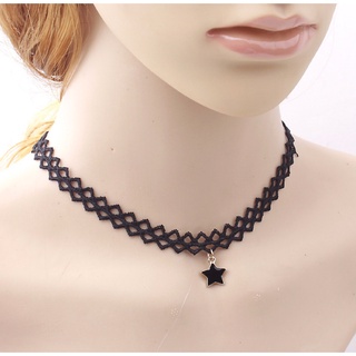 Vòng cổ nữ dây chuyền choker vải ren ngôi sao cá tính