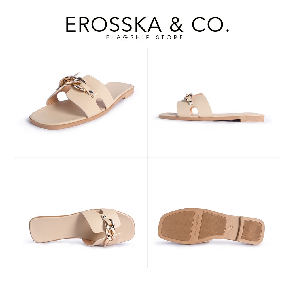 Erosska - Dép quai xích thời trang 2022 quai ngang màu nude - DE042