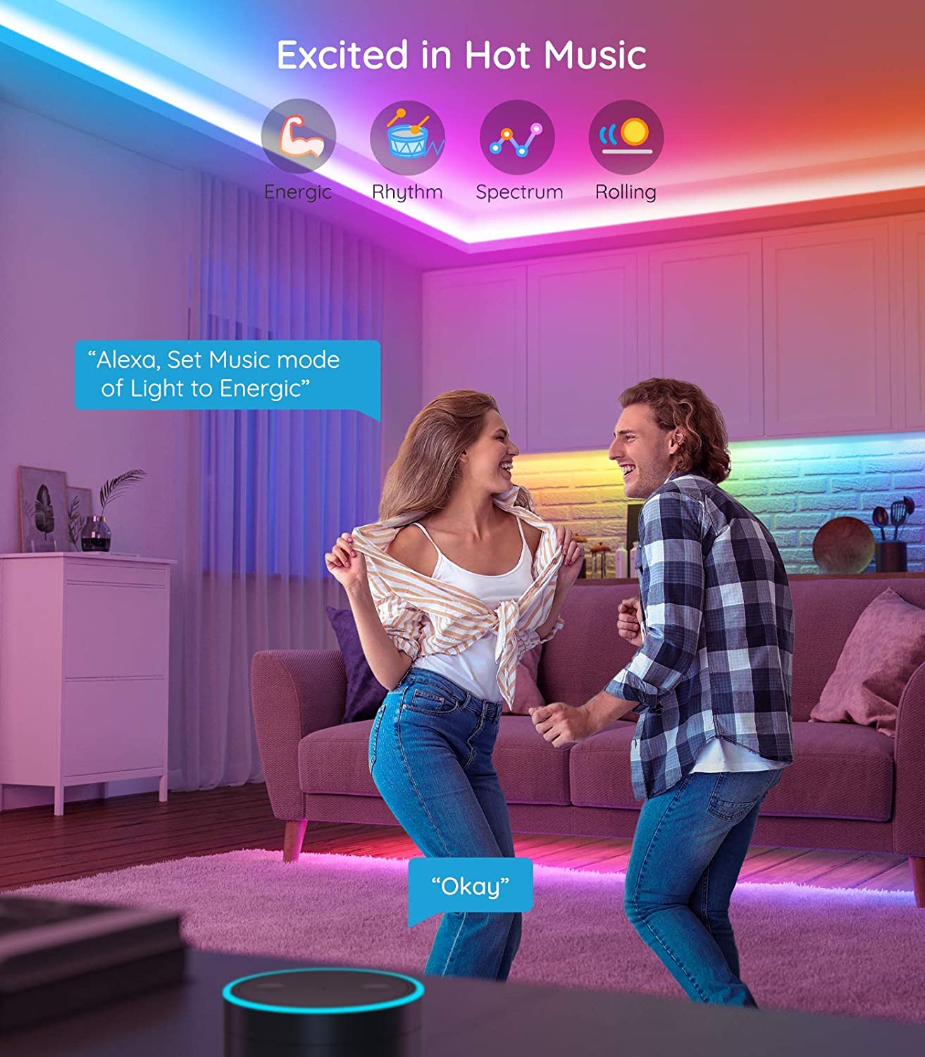 Cuộn Dây Đèn Led 16.4ft Rgbic Wifi Không Dây Kèm Phụ Kiện Hỗ Trợ Alexa Google (Không Hỗ Trợ 5g) | BigBuy360 - bigbuy360.vn