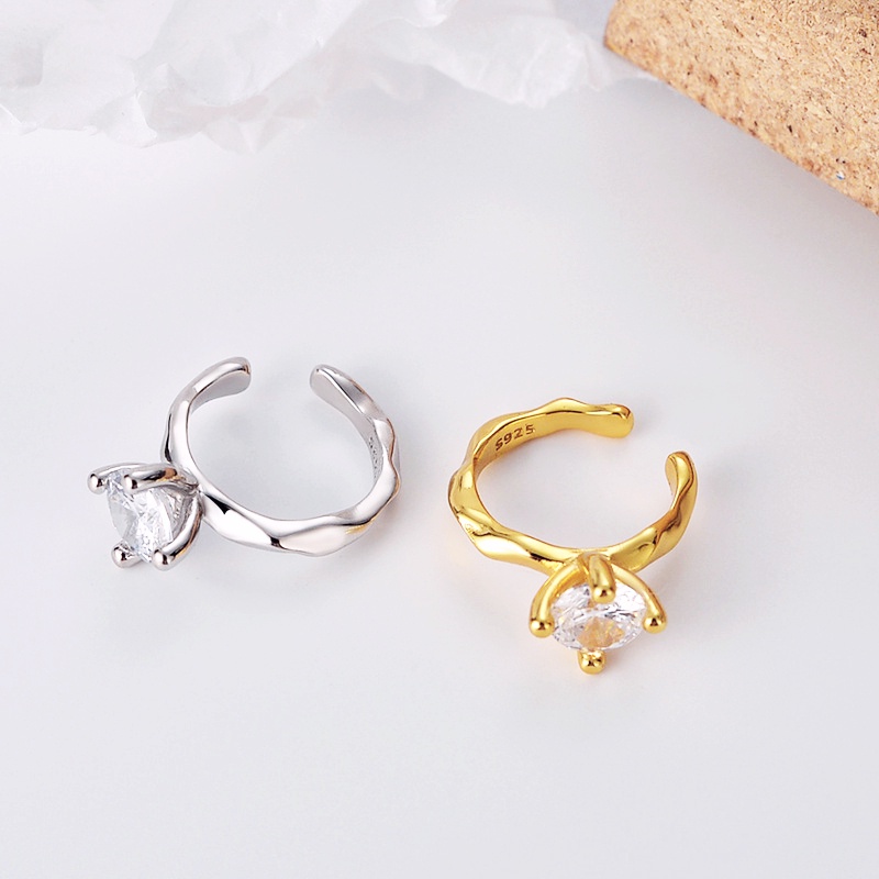 Khuyên Tai Mạ Bạc 925 Đính Đá Zircon Phong Cách Hàn Quốc Sang Trọng Cho Nữ