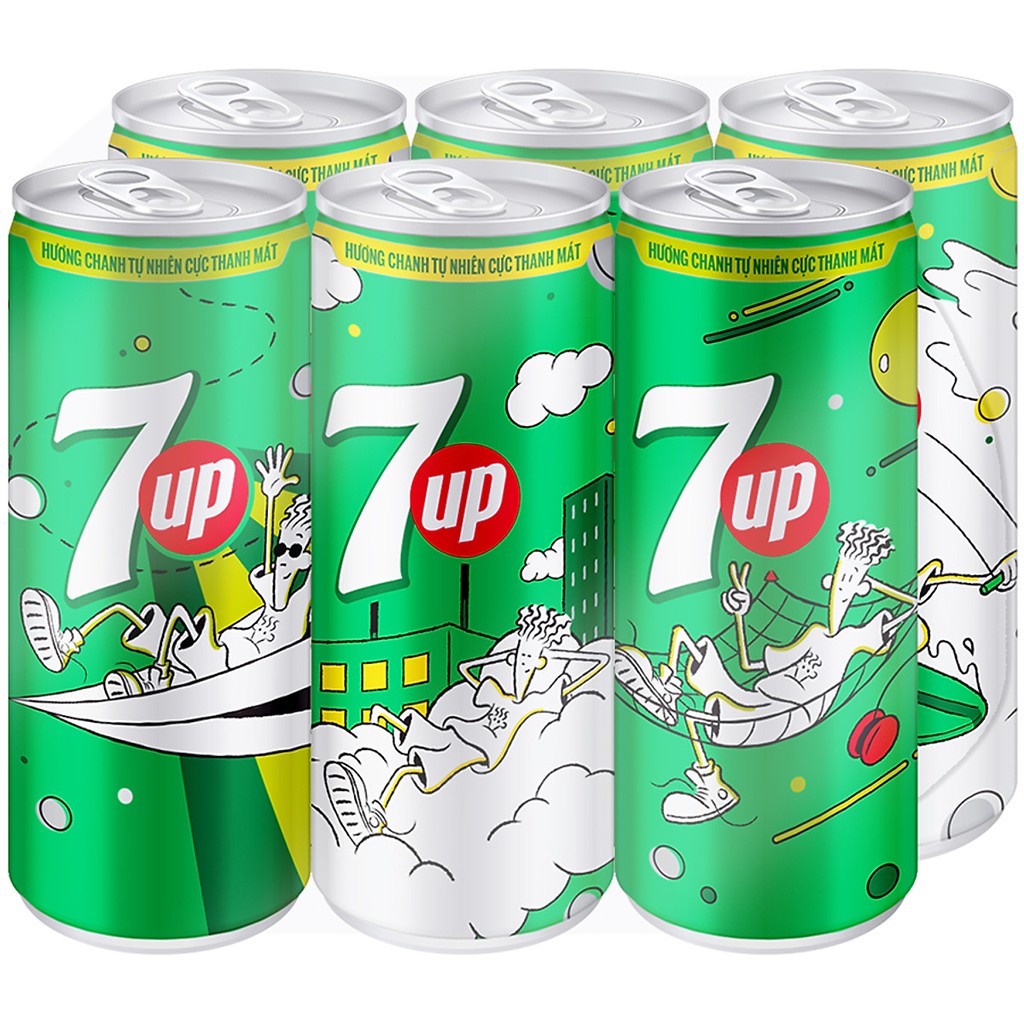 LỐC 6 LON PEPSI VÀ 7UP 330ML