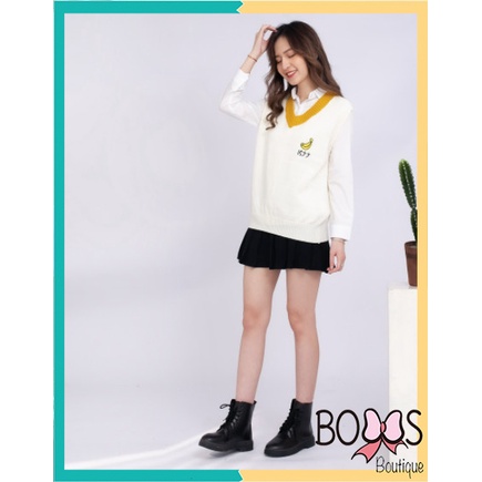 Áo Gile Nữ Chất Liệu Len Hàn Mềm Mại, Thêu Họa Tiết Hình Chuối Siêu Xinh [LC] | BigBuy360 - bigbuy360.vn