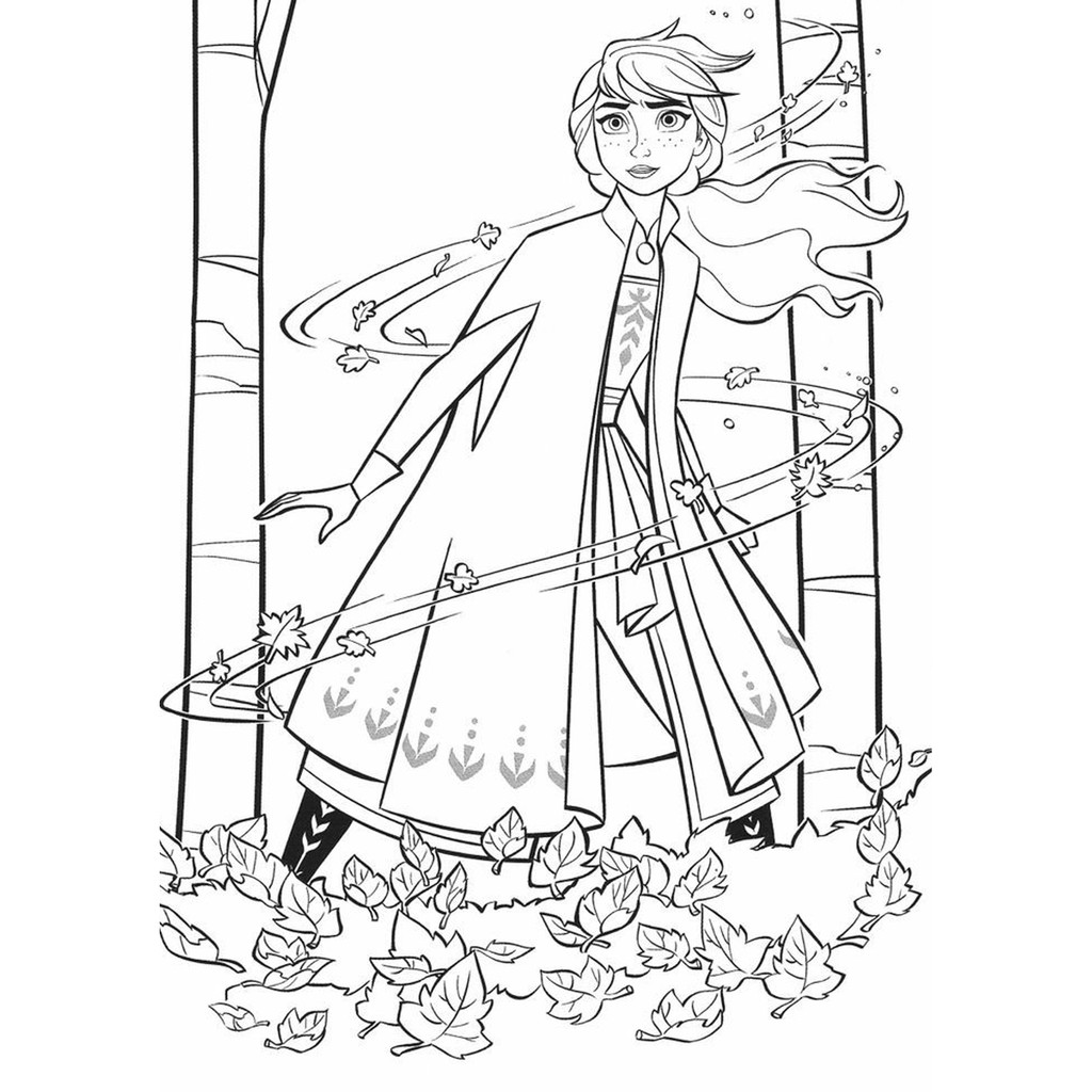 Bộ 10 Tranh tô màu sáp, màu nước Elsa và Anna cho bé tập tô sáng tạo khổ A4